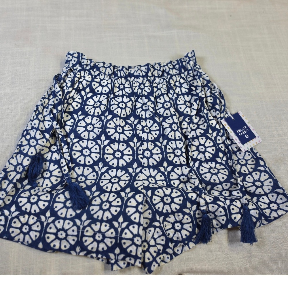 Roller Rabbit Target Navy Daisy Floral Tassel Shorts XXS NWT